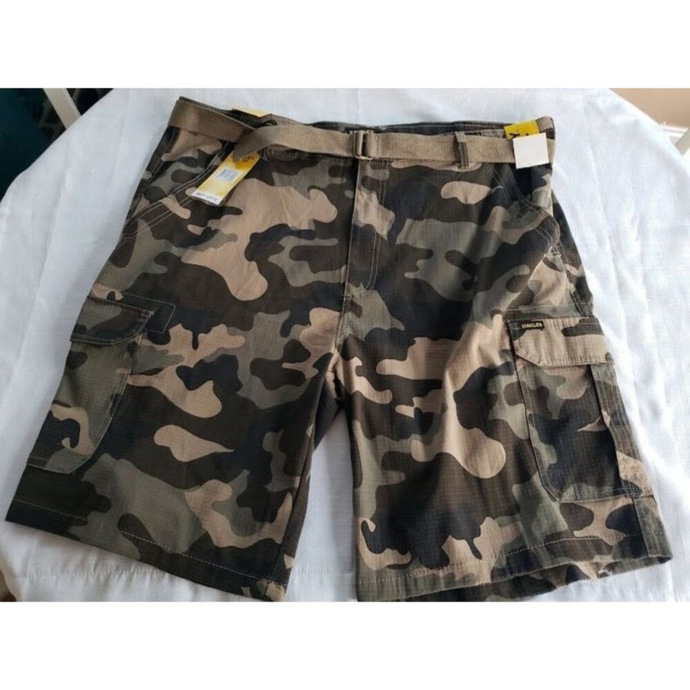 Stanley Workwear Men's CAMO Shorts Green Camouflage Cargo Size 44 - NEW